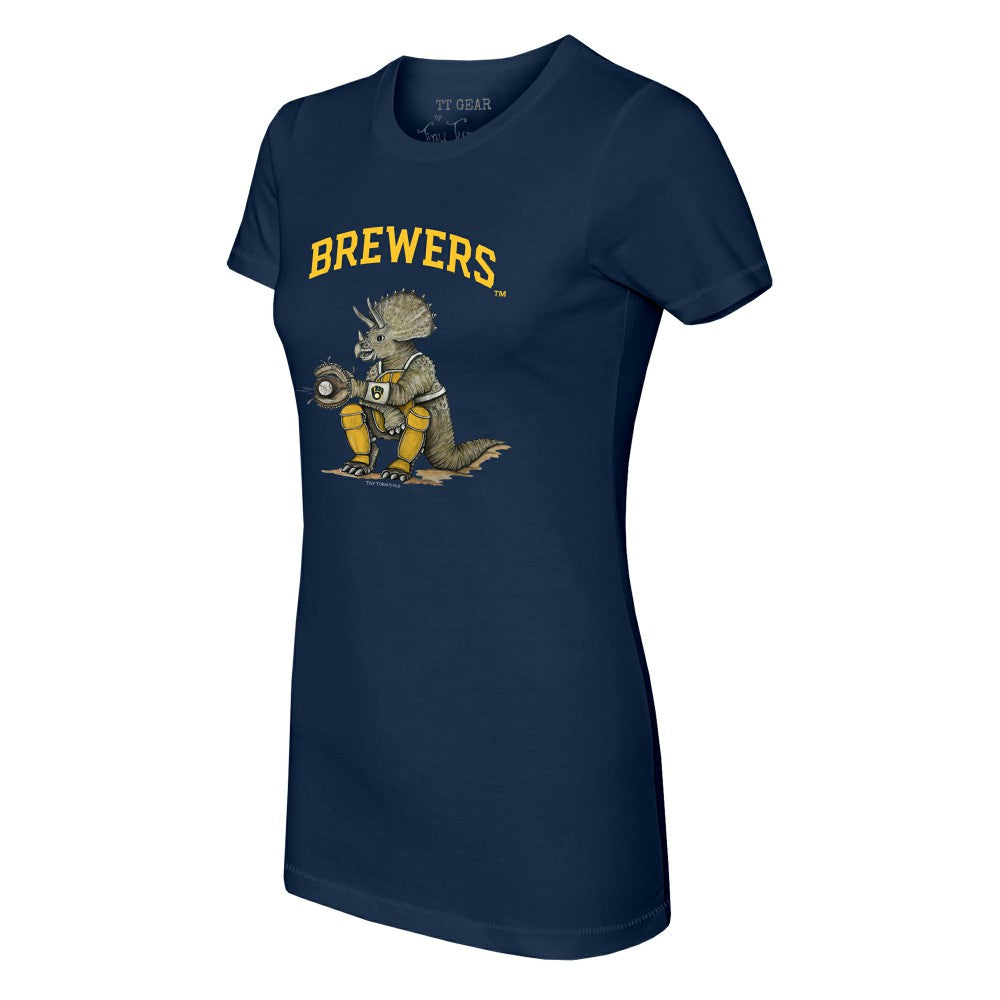 Milwaukee Brewers Tiny Turnip Women's Triceratops T-Shirt Navy