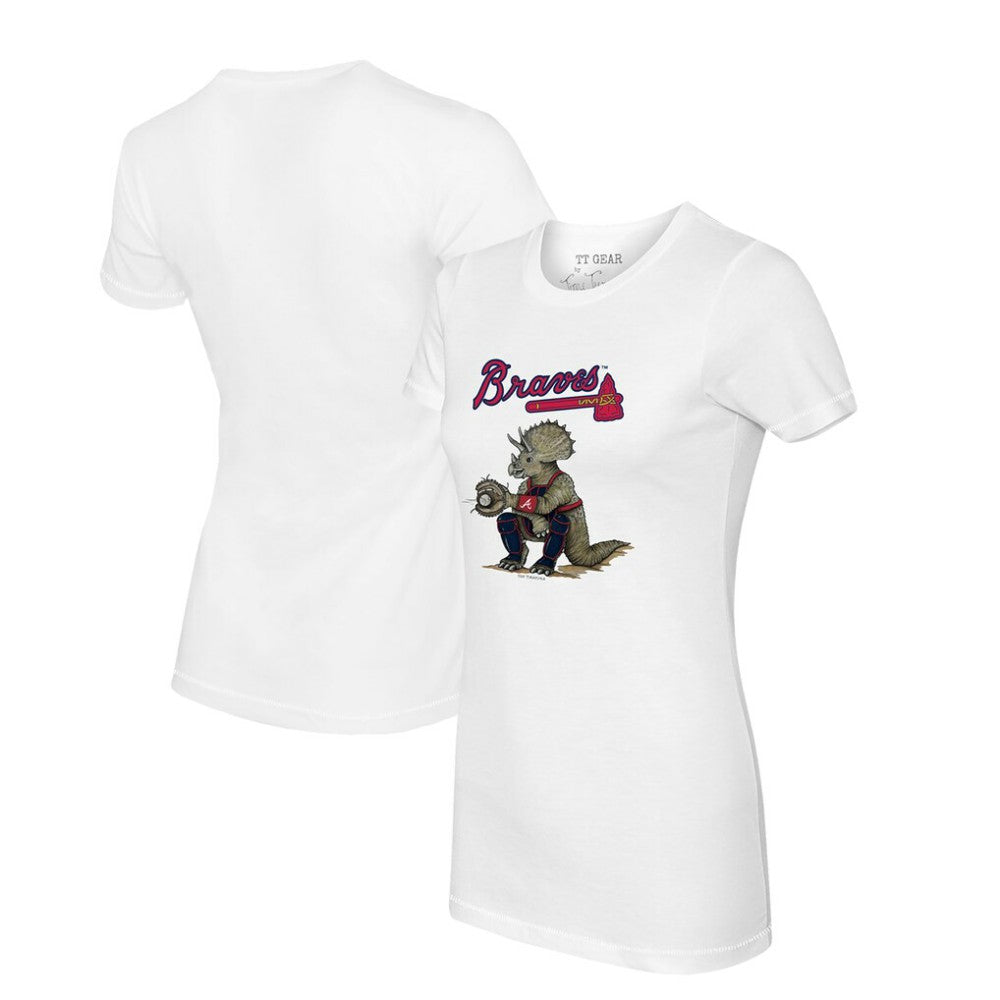 Atlanta Braves Tiny Turnip Women's Triceratops T-Shirt White