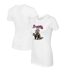 Atlanta Braves Tiny Turnip Women's Triceratops T-Shirt White
