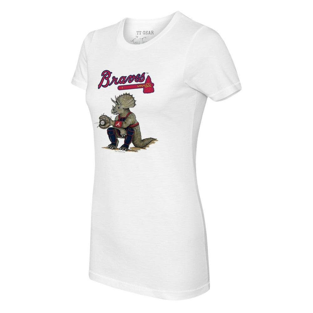 Atlanta Braves Tiny Turnip Women's Triceratops T-Shirt White