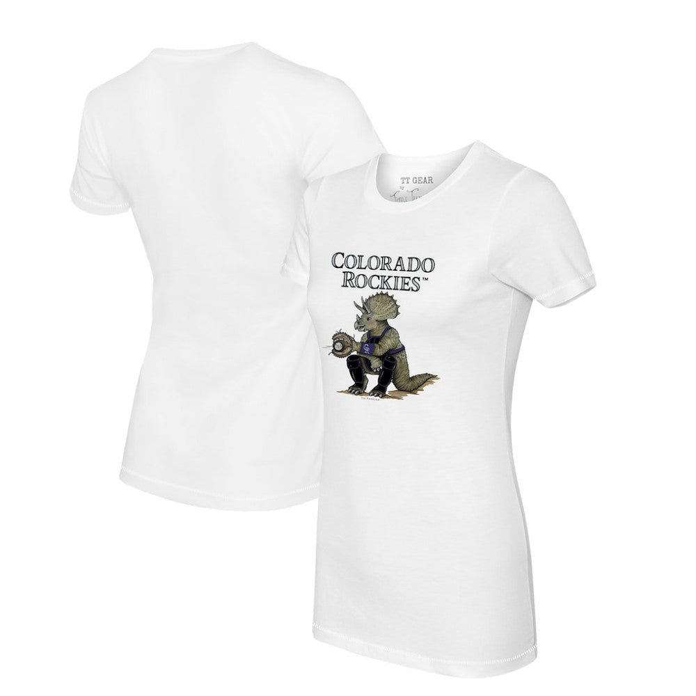Colorado Rockies Tiny Turnip Women's Triceratops T-Shirt White
