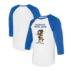 Toronto Blue Jays Tiny Turnip Unisex 2024 Year of the Dragon 3/4-Sleeve Raglan T-Shirt White/Royal