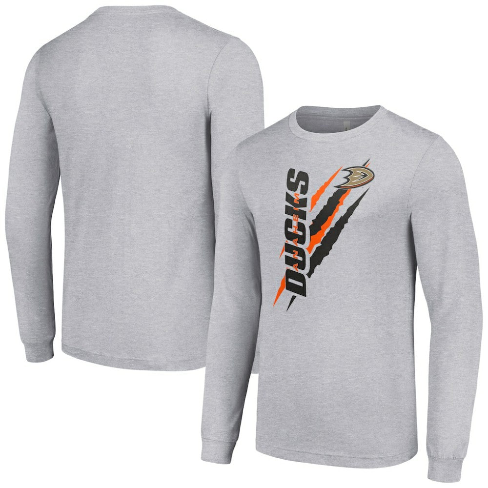 Anaheim Ducks Starter Color Scratch Long-Sleeve T-Shirt - Heather Gray T-shirts