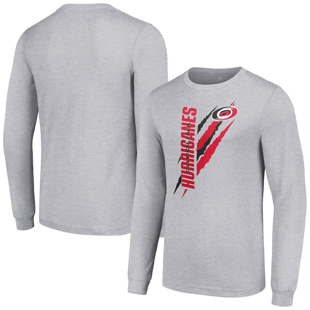 Carolina Hurricanes Starter Color Scratch Long-Sleeve T-Shirt - Heather Gray T-shirts