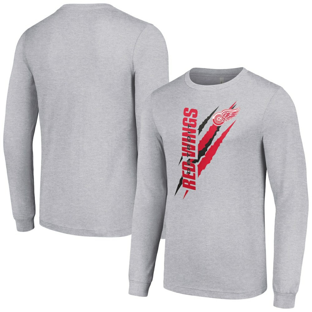 Detroit Red Wings Starter Color Scratch Long-Sleeve T-Shirt - Heather Gray T-shirts