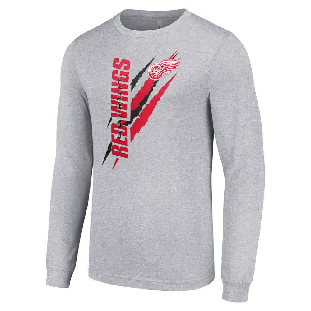 Detroit Red Wings Starter Color Scratch Long-Sleeve T-Shirt - Heather Gray T-shirts