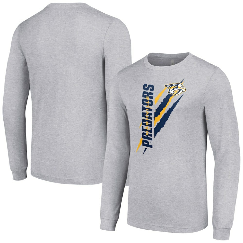 Nashville Predators Starter Color Scratch Long-Sleeve T-Shirt - Heather Gray T-shirts