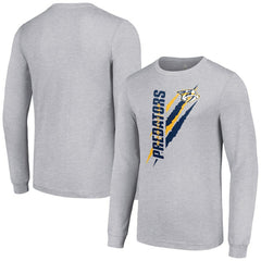 Nashville Predators Starter Color Scratch Long-Sleeve T-Shirt - Heather Gray T-shirts
