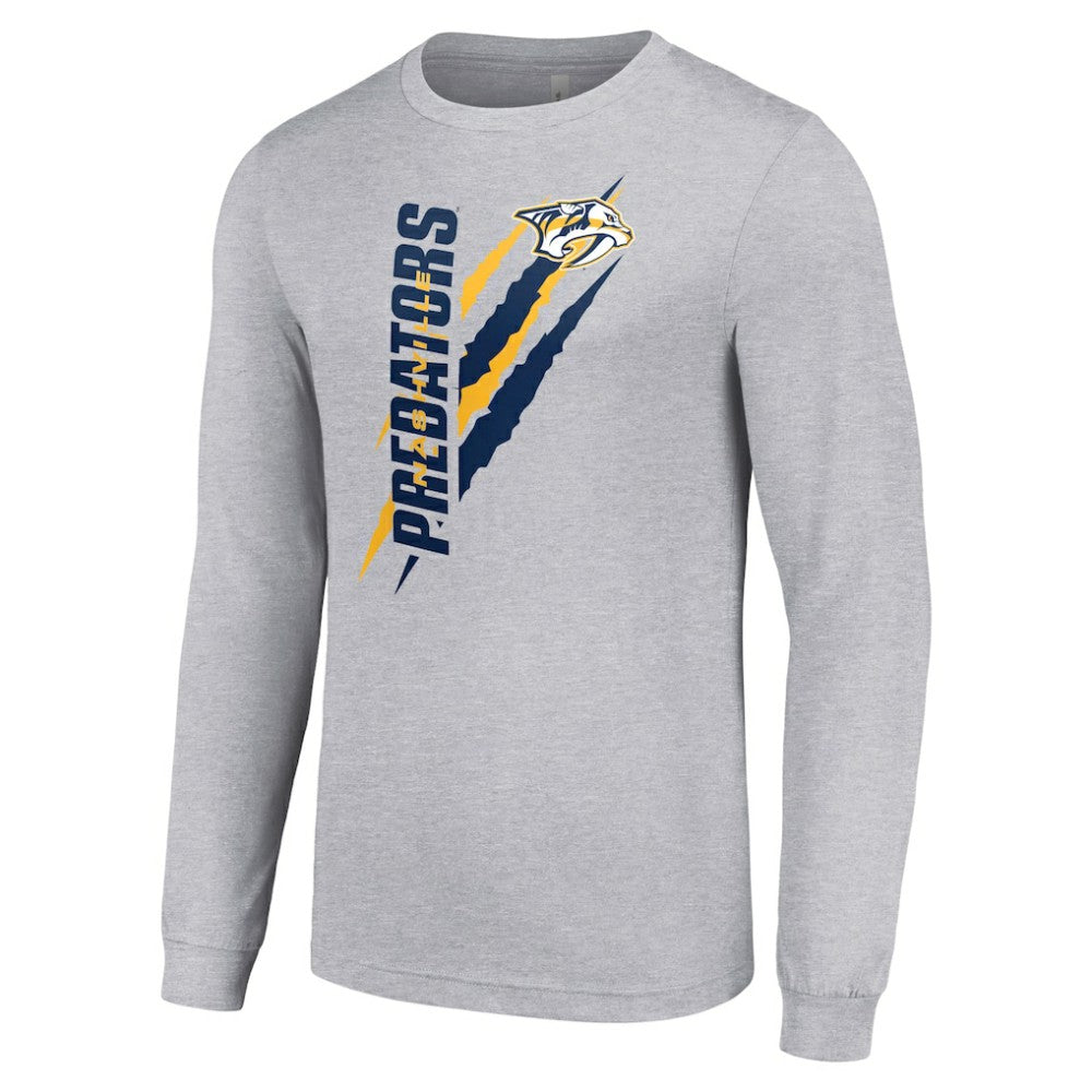 Nashville Predators Starter Color Scratch Long-Sleeve T-Shirt - Heather Gray T-shirts