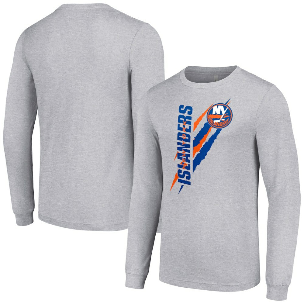 New York Islanders Starter Color Scratch Long-Sleeve T-Shirt - Heather Gray T-shirts
