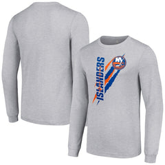 New York Islanders Starter Color Scratch Long-Sleeve T-Shirt - Heather Gray T-shirts