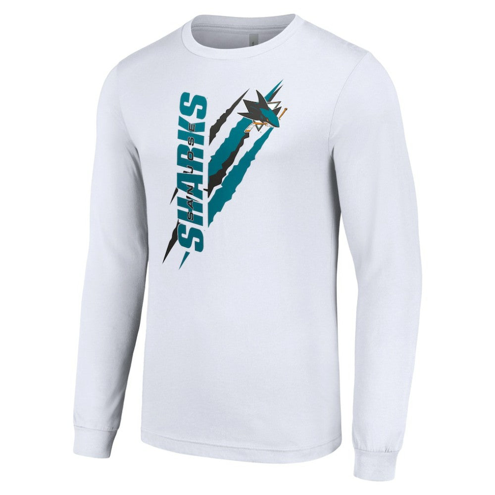 San Jose Sharks Starter Color Scratch Long-Sleeve T-Shirt - White T-shirts