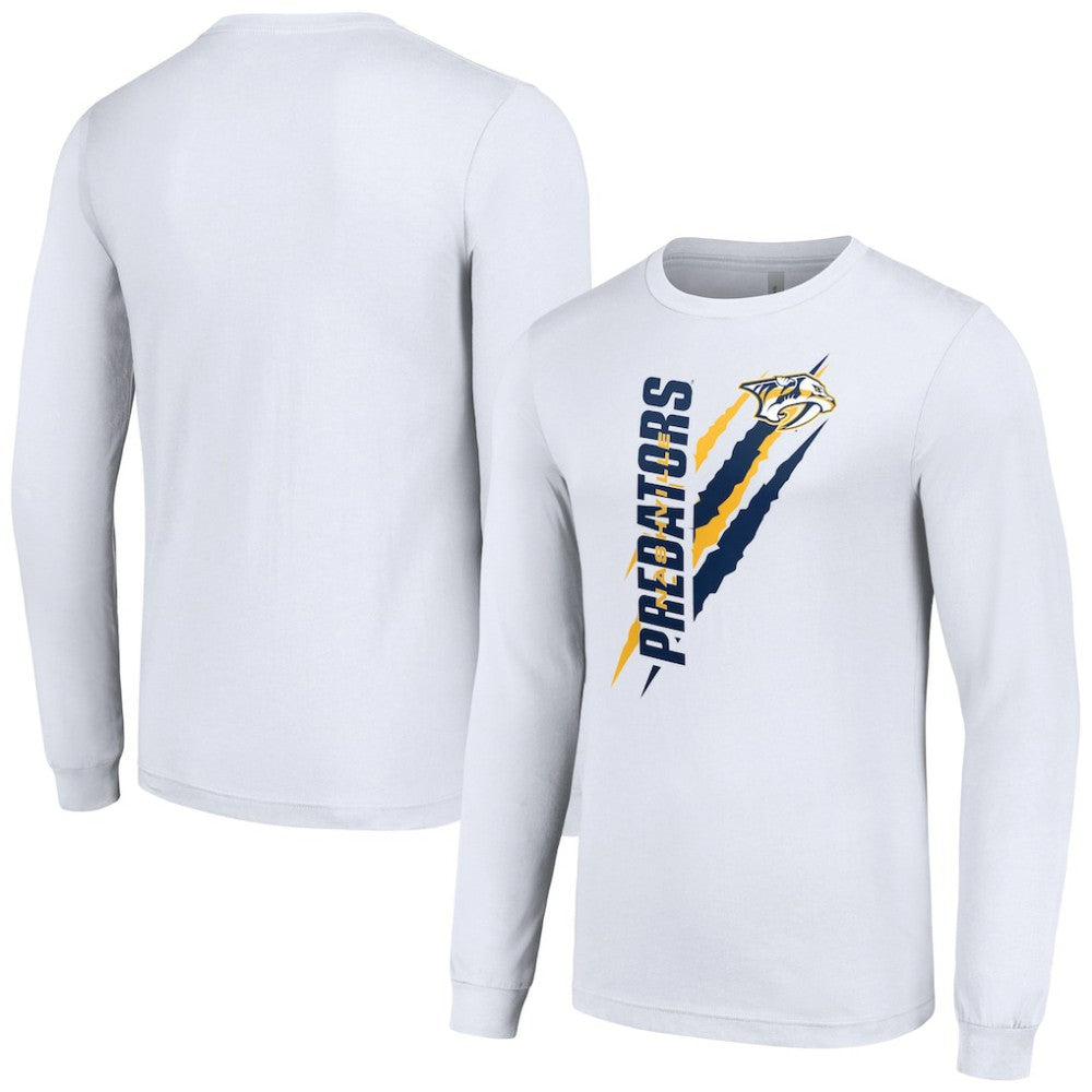 Nashville Predators Starter Color Scratch Long-Sleeve T-Shirt - White T-shirts