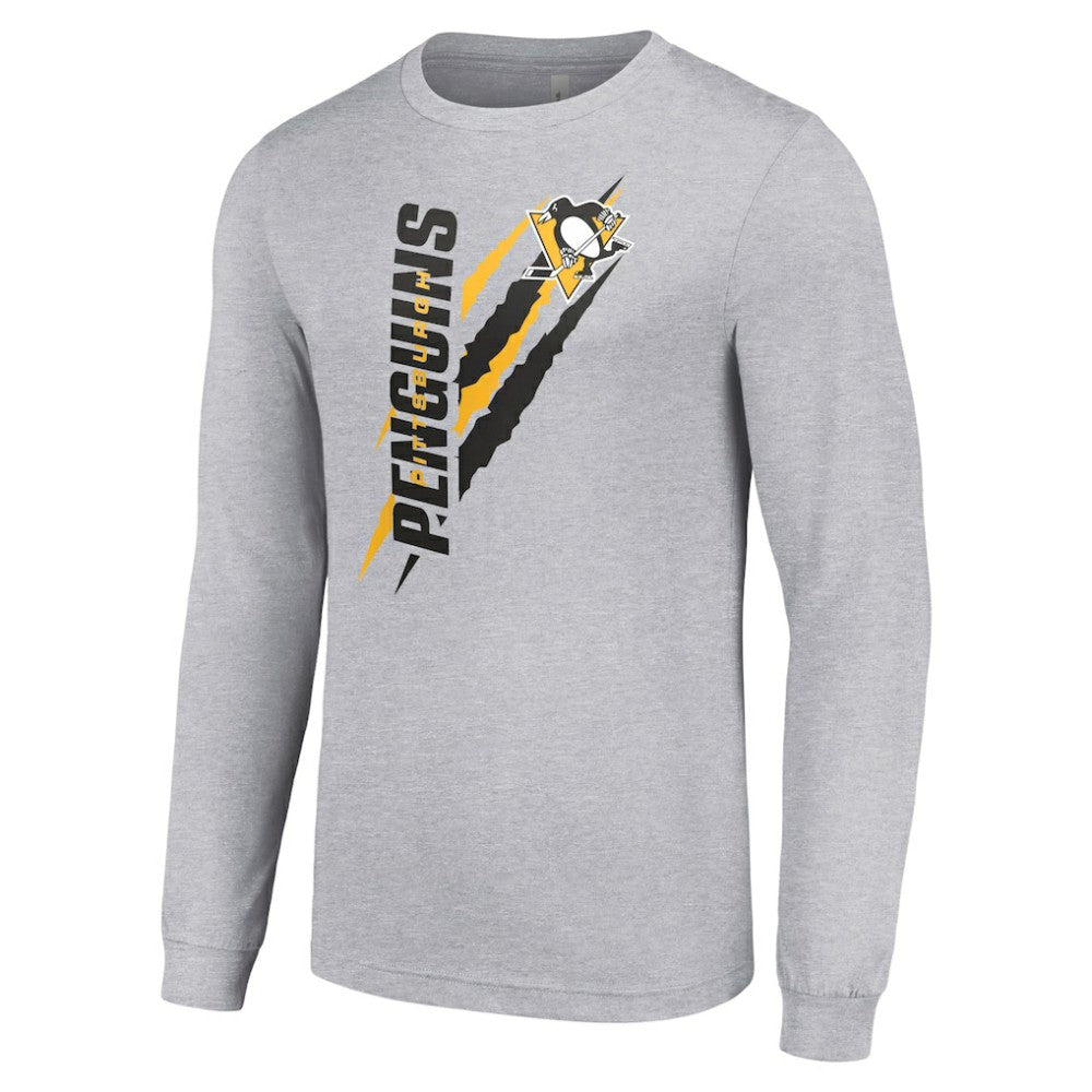 Pittsburgh Penguins Starter Color Scratch Long-Sleeve T-Shirt - Heather Gray T-shirts