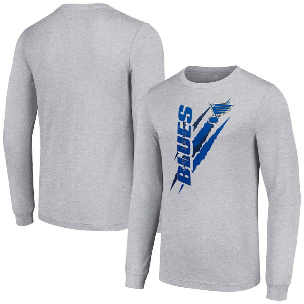 St. Louis Blues Starter Color Scratch Long-Sleeve T-Shirt - Heather Gray T-shirts