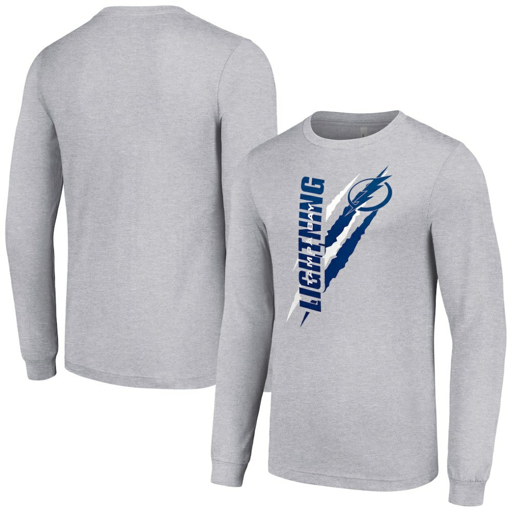 Tampa Bay Lightning Starter Color Scratch Long-Sleeve T-Shirt - Heather Gray T-shirts