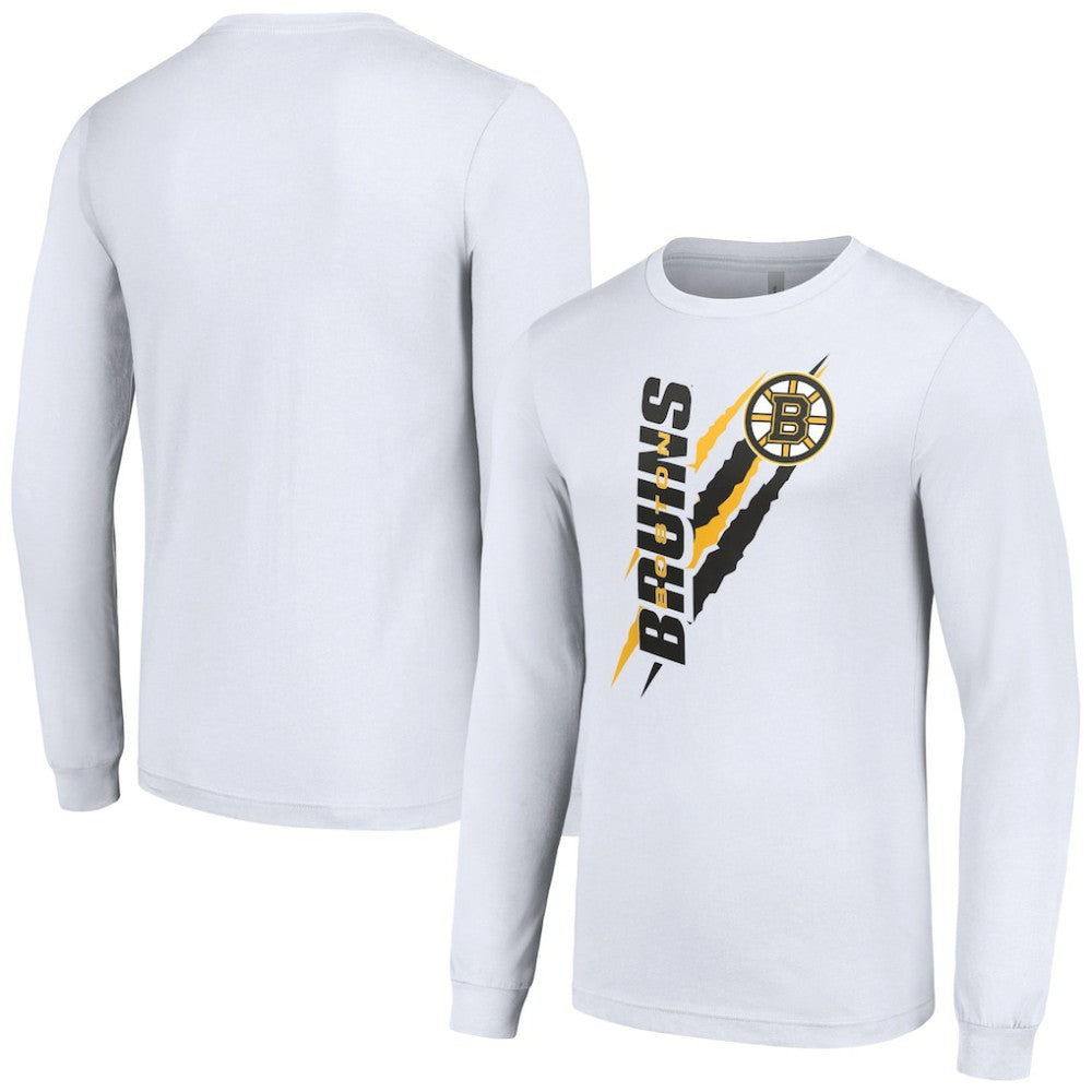 Boston Bruins Starter Color Scratch Long-Sleeve T-Shirt - White T-shirts