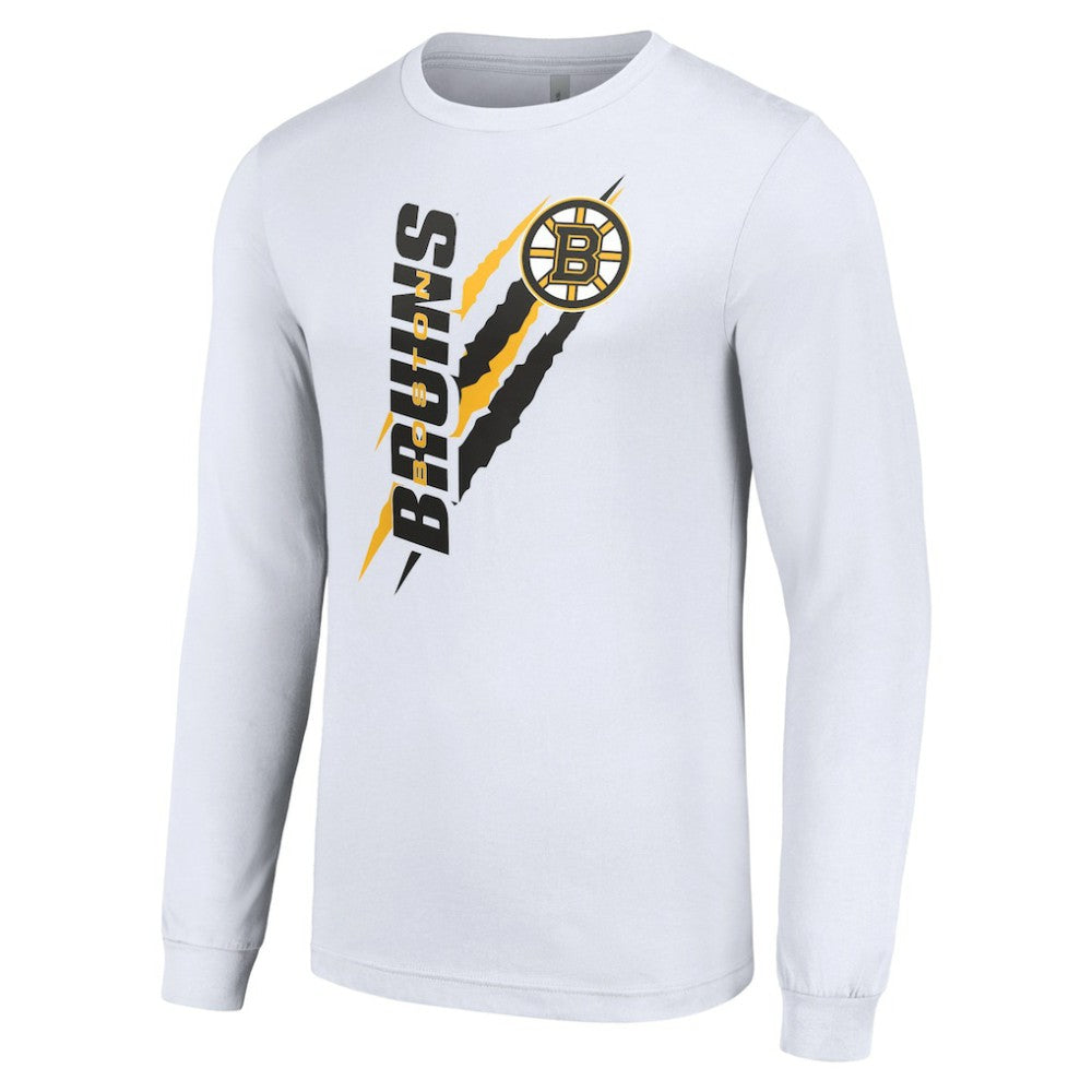 Boston Bruins Starter Color Scratch Long-Sleeve T-Shirt - White T-shirts