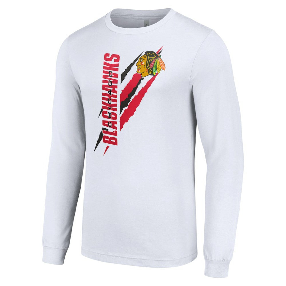 Chicago Blackhawks Starter Color Scratch Long-Sleeve T-Shirt - White T-shirts