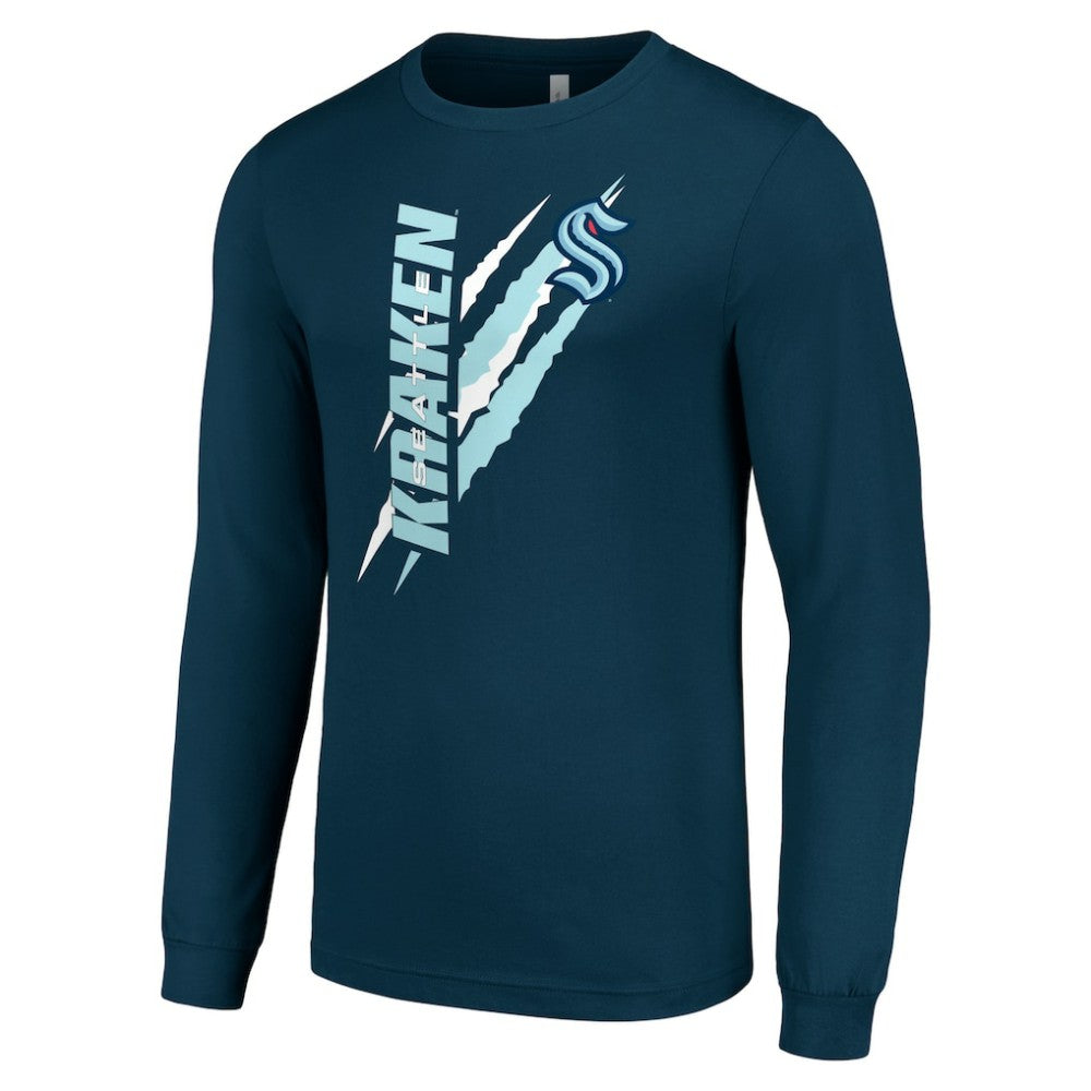 Seattle Kraken Starter Color Scratch Long-Sleeve T-Shirt - Deep Sea Blue T-shirts
