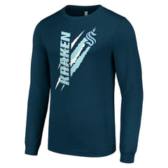 Seattle Kraken Starter Color Scratch Long-Sleeve T-Shirt - Deep Sea Blue T-shirts