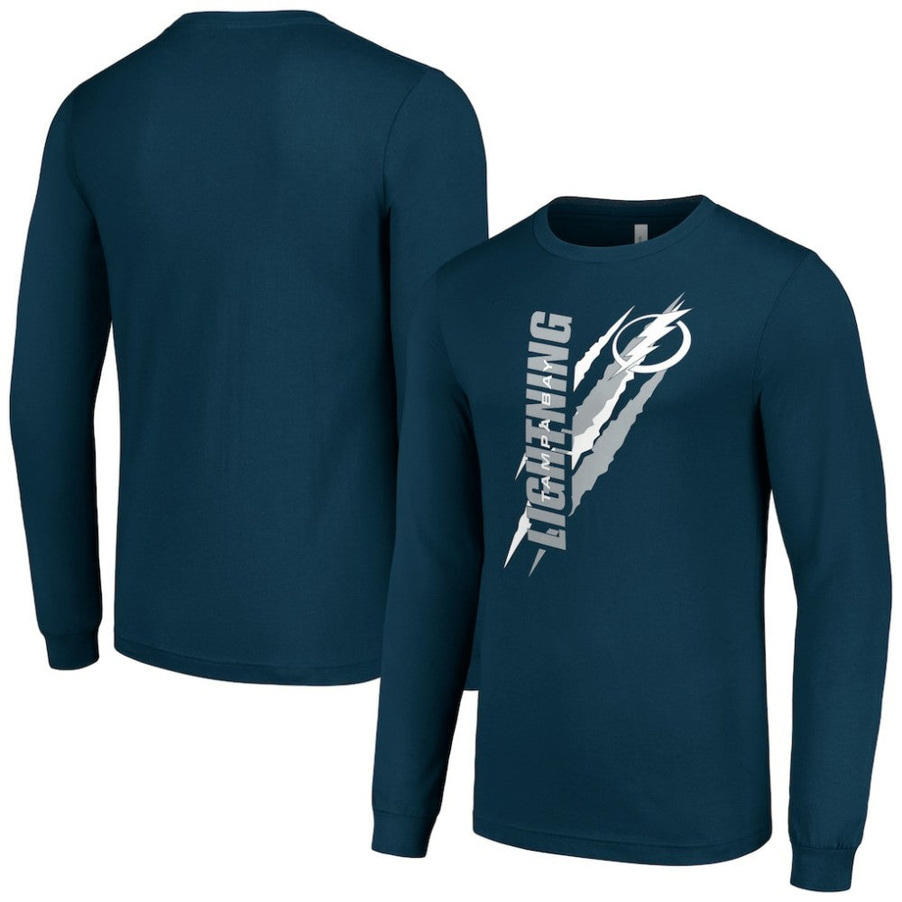 Tampa Bay Lightning Starter Color Scratch Long-Sleeve T-Shirt - Navy T-shirts