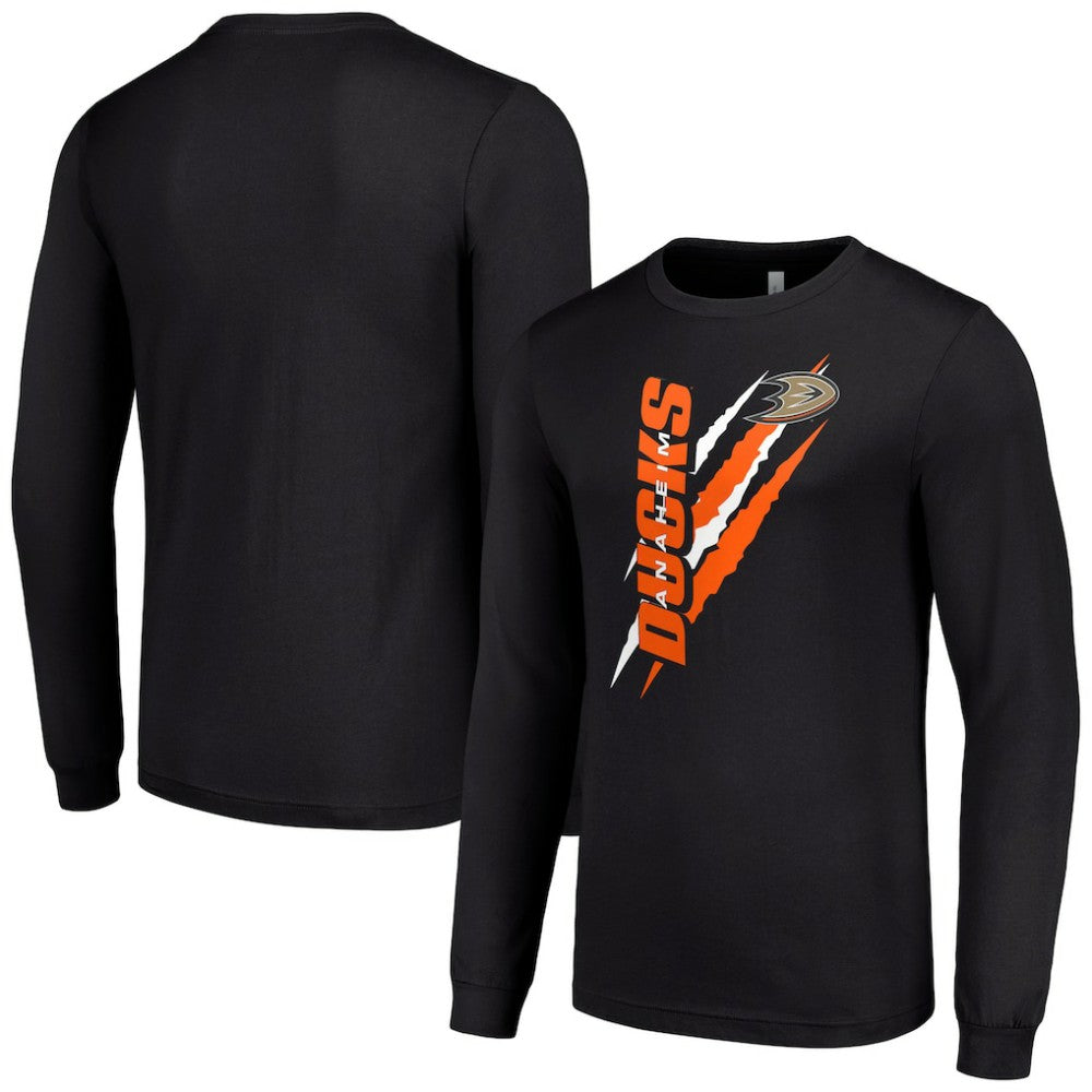 Anaheim Ducks Starter Color Scratch Long-Sleeve T-Shirt - Black T-shirts
