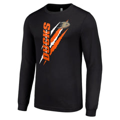 Anaheim Ducks Starter Color Scratch Long-Sleeve T-Shirt - Black T-shirts