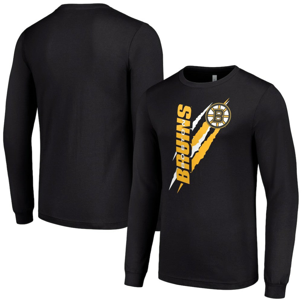 Boston Bruins Starter Color Scratch Long-Sleeve T-Shirt - Black T-shirts