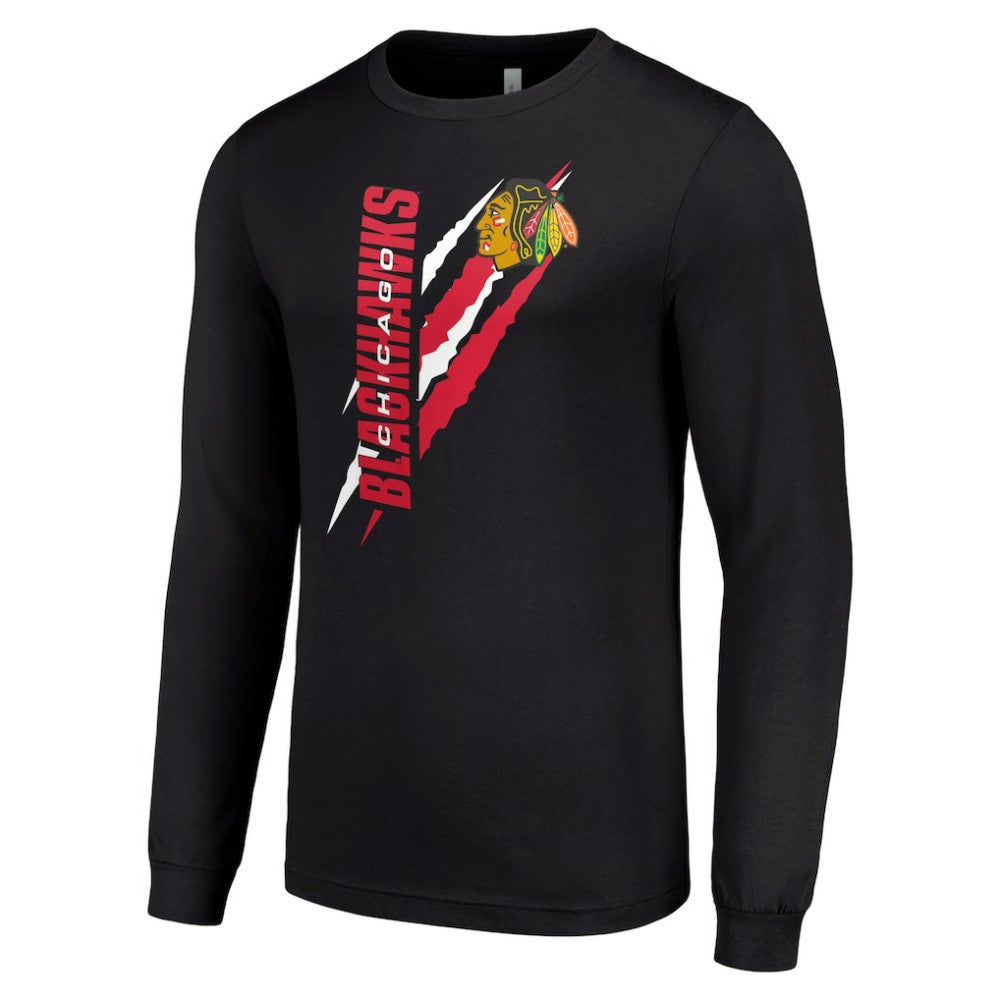 Chicago Blackhawks Starter Color Scratch Long-Sleeve T-Shirt - Black T-shirts