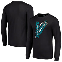 San Jose Sharks Starter Color Scratch Long-Sleeve T-Shirt - Black T-shirts