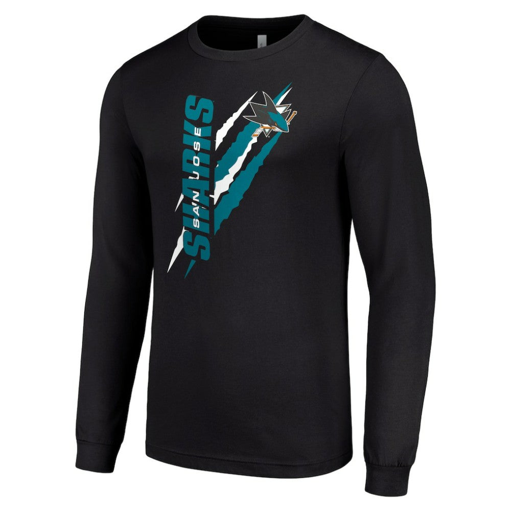 San Jose Sharks Starter Color Scratch Long-Sleeve T-Shirt - Black T-shirts