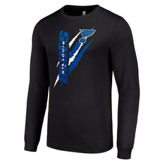 St. Louis Blues Starter Color Scratch Long-Sleeve T-Shirt - Black T-shirts