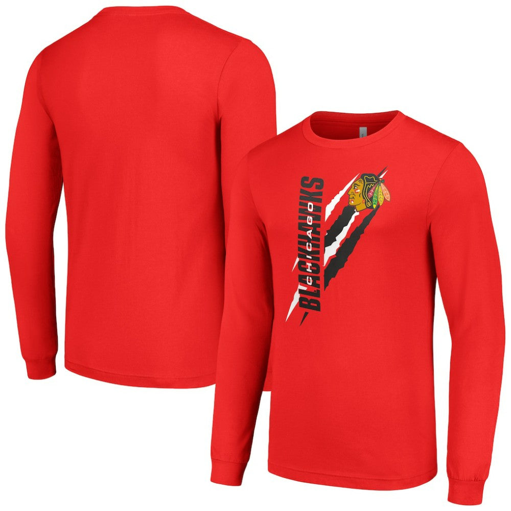 Chicago Blackhawks Starter Color Scratch Long-Sleeve T-Shirt - Red T-shirts