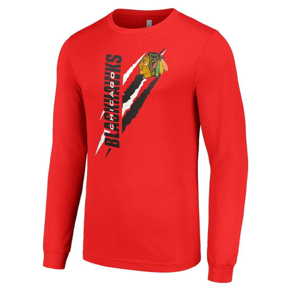 Chicago Blackhawks Starter Color Scratch Long-Sleeve T-Shirt - Red T-shirts