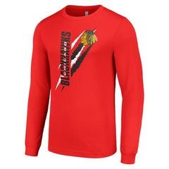 Chicago Blackhawks Starter Color Scratch Long-Sleeve T-Shirt - Red T-shirts