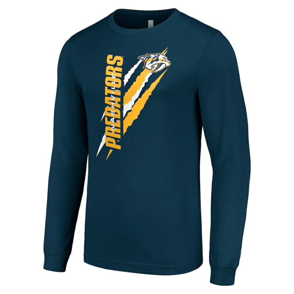 Nashville Predators Starter Color Scratch Long-Sleeve T-Shirt - Navy T-shirts