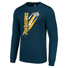 Nashville Predators Starter Color Scratch Long-Sleeve T-Shirt - Navy T-shirts