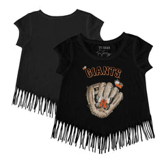 San Francisco Giants Tiny Turnip Girls Youth Butterfly Glove Fringe T-Shirt Black
