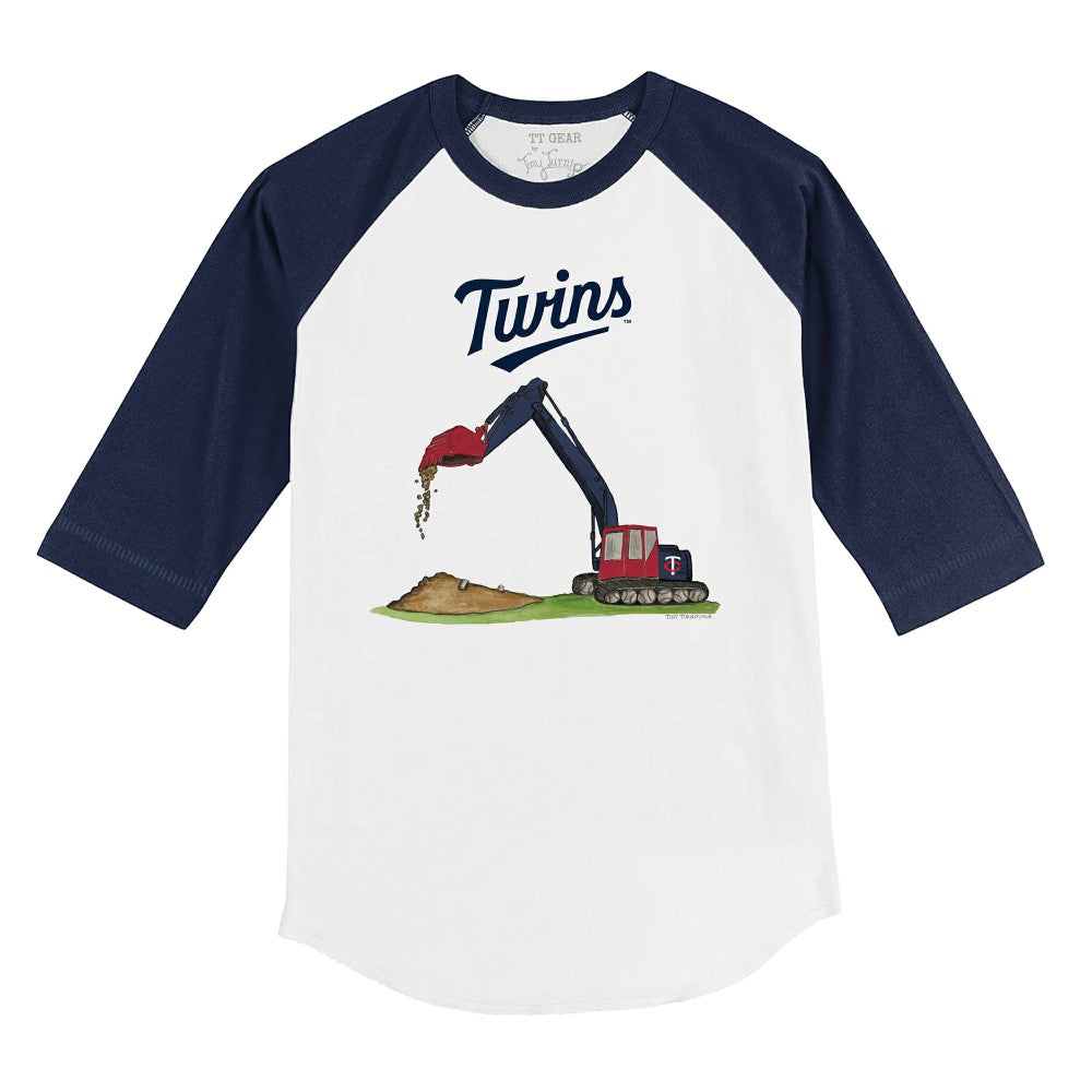 Minnesota Twins Tiny Turnip Youth Excavator 3/4-Sleeve Raglan T-Shirt White/Navy