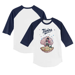 Minnesota Twins Tiny Turnip Youth Mermaid 3/4-Sleeve Raglan T-Shirt White/Navy
