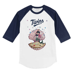 Minnesota Twins Tiny Turnip Youth Mermaid 3/4-Sleeve Raglan T-Shirt White/Navy