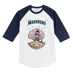 Seattle Mariners Tiny Turnip Youth Mermaid 3/4-Sleeve Raglan T-Shirt White/Navy