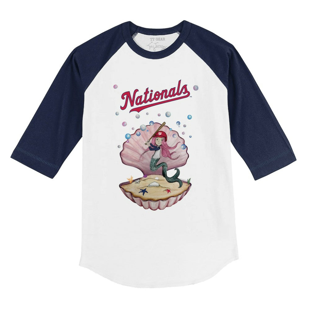 Washington Nationals Tiny Turnip Youth Mermaid 3/4-Sleeve Raglan T-Shirt White/Navy