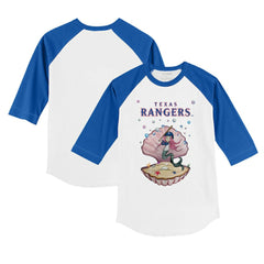 Texas Rangers Tiny Turnip Youth Mermaid 3/4-Sleeve Raglan T-Shirt White/Royal