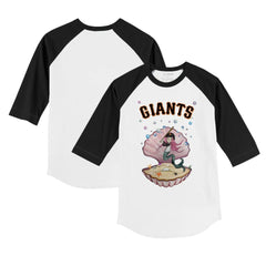 San Francisco Giants Tiny Turnip Youth Mermaid 3/4-Sleeve Raglan T-Shirt White/Black