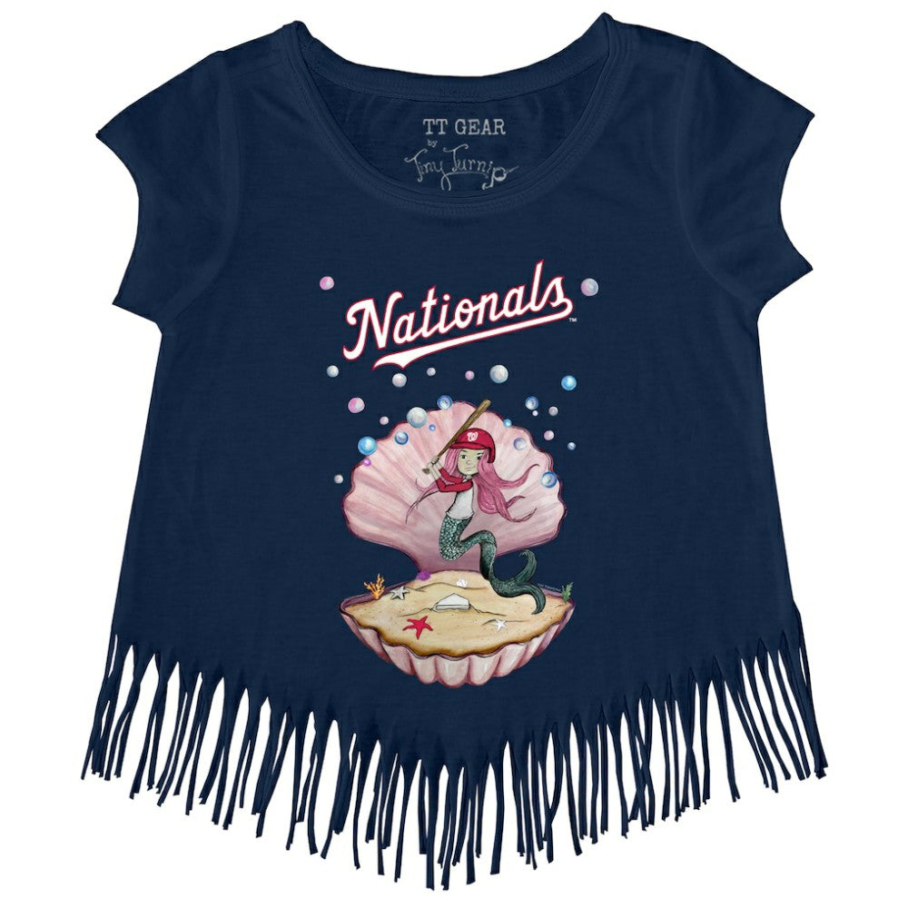 Washington Nationals Tiny Turnip Girls Youth Mermaid Fringe T-Shirt Navy