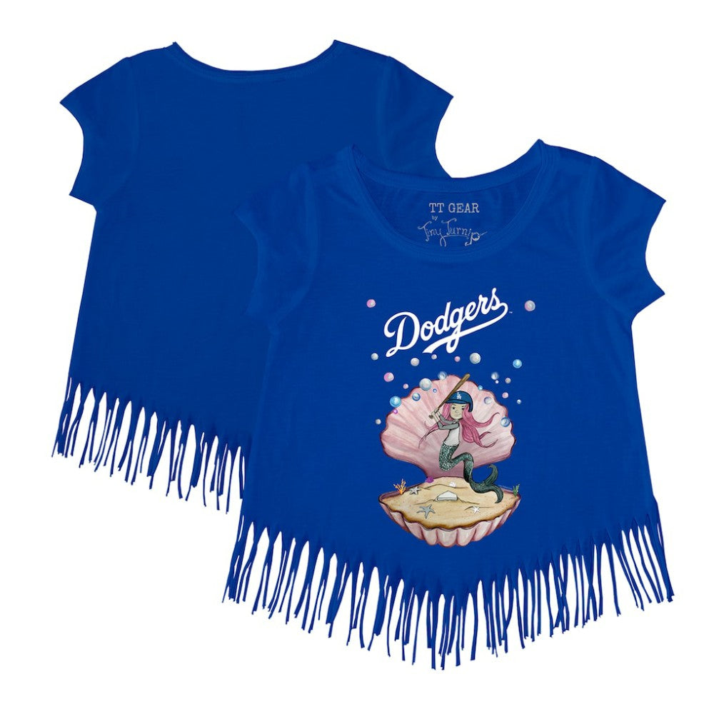Los Angeles Dodgers Tiny Turnip Girls Youth Mermaid Fringe T-Shirt Royal