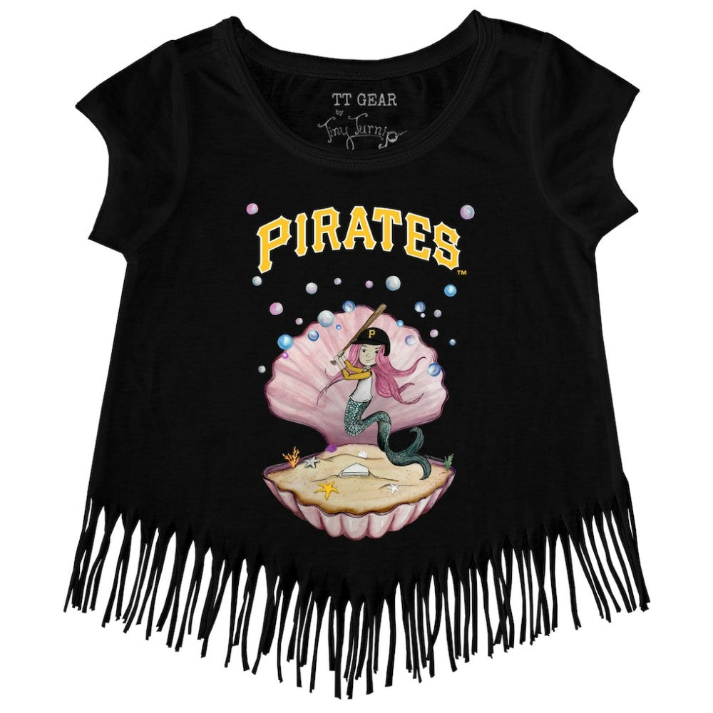 Pittsburgh Pirates Tiny Turnip Girls Youth Mermaid Fringe T-Shirt Black