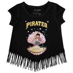 Pittsburgh Pirates Tiny Turnip Girls Youth Mermaid Fringe T-Shirt Black
